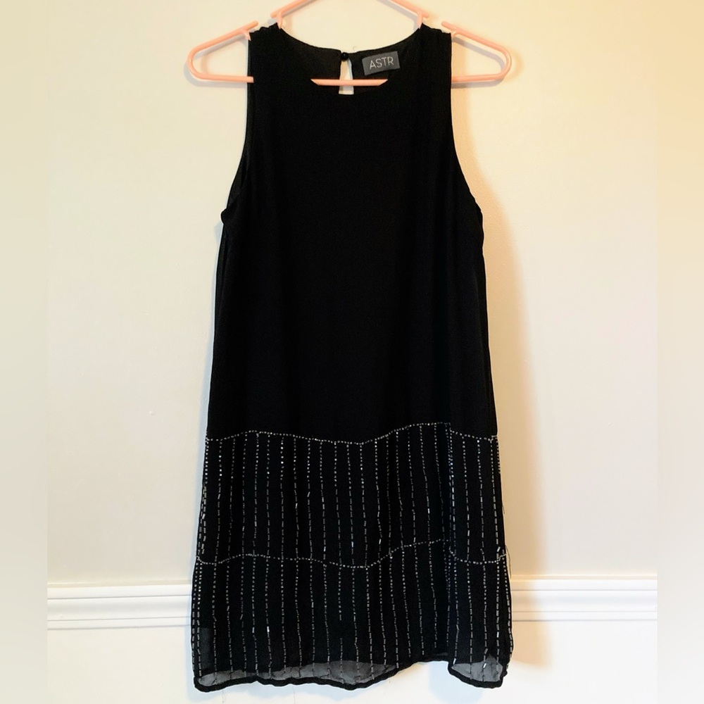 Black ASTR A-line Dress with Sequin Hem